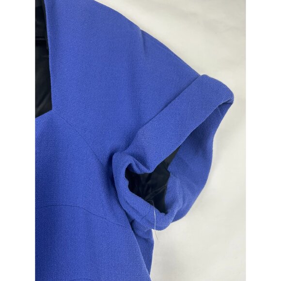 Lafayette 148 Women's Blue Short Sleeve Sheath Dress size 14 With Back Zipper - Picture 13 of 13